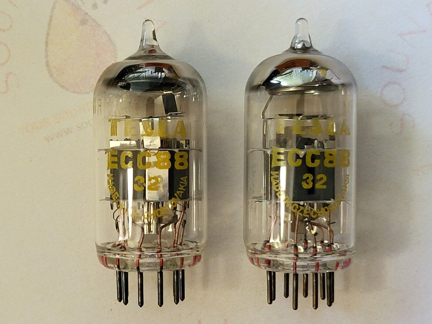Tesla ECC88 6DJ8 Tubes Matched Pair - Czechoslovakia 1969 - Same code "FG" - NOS