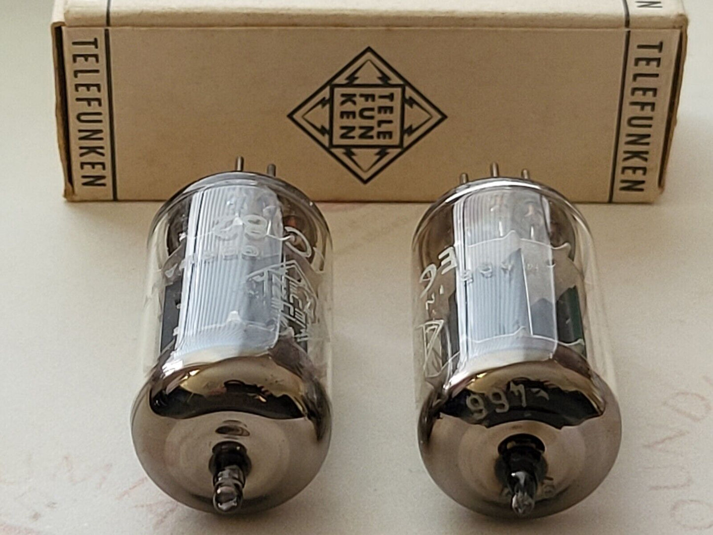 Telefunken ECC82 Long Smooth Plates Matched Pair ◇ Bottom - Berlin 1961/62 - NOS