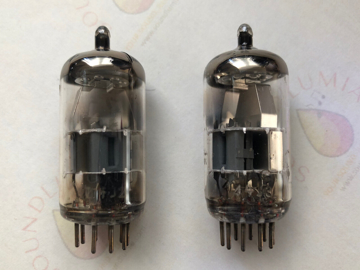 Mullard 6DJ8 ECC88 Tubes Matched Pair - Dimple Disc Getter - Holland 1974 - NOS