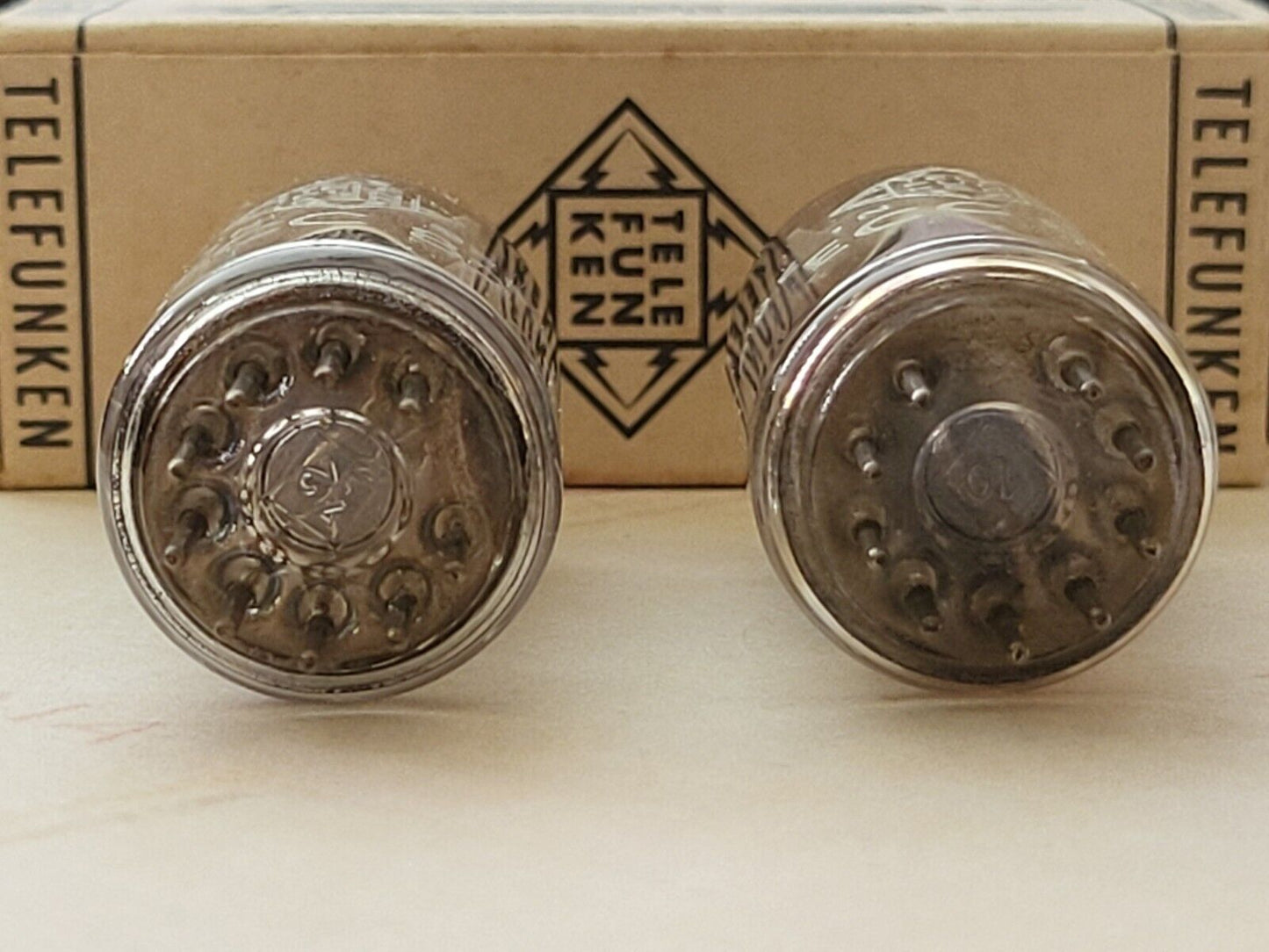 Telefunken ECC82 Long Smooth Plates Matched Pair ◇ Bottom - Berlin 1961/62 - NOS