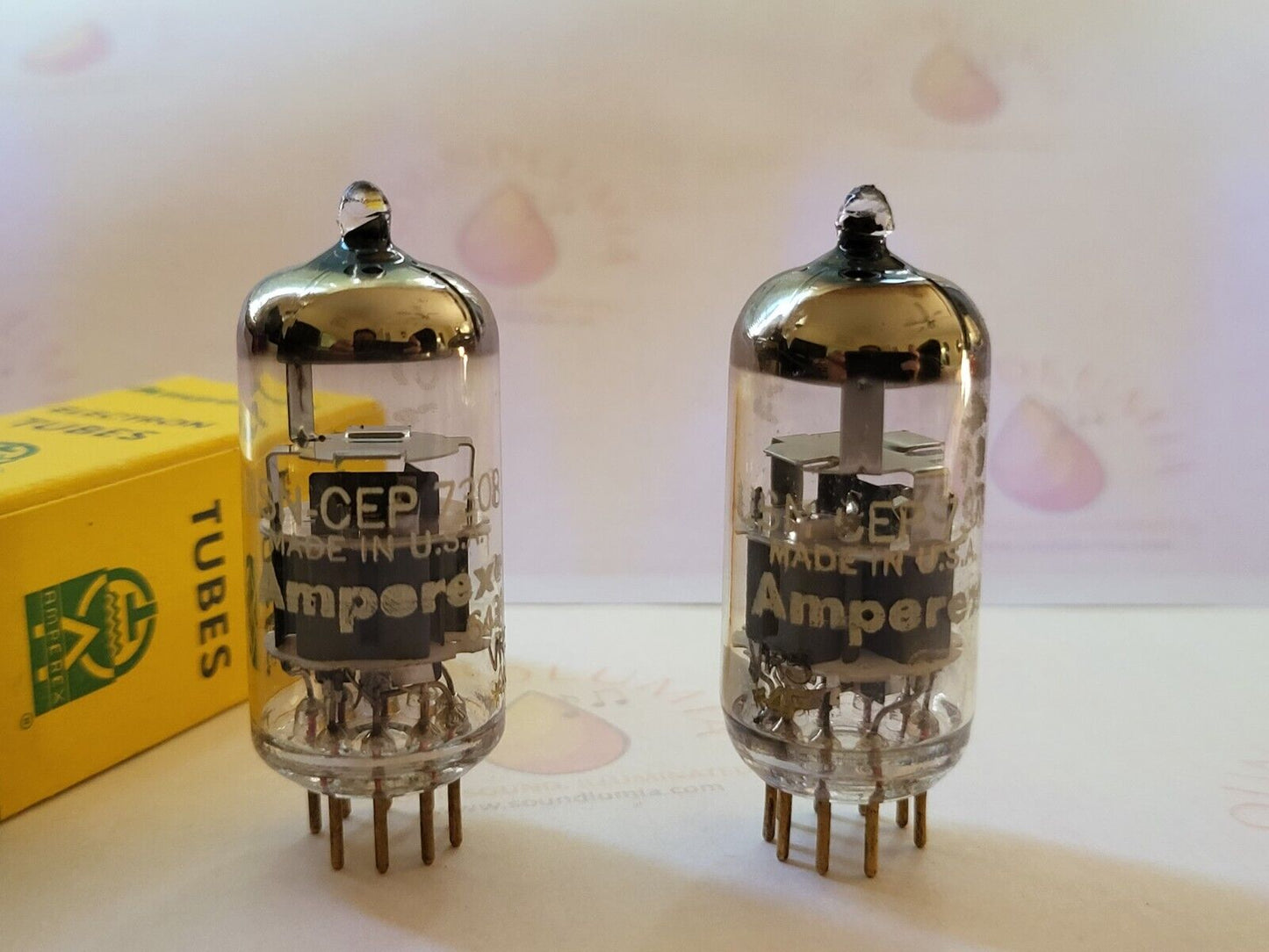 Amperex USN-CEP 7308 Matched Pair - USA 1964 White Print VR5 - Same code - NOS