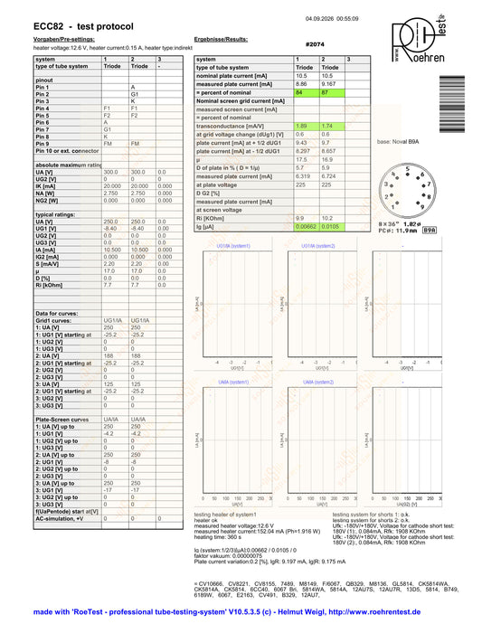 Siemens ECC82 12AU7 Long Plates Square Getter - Munich
