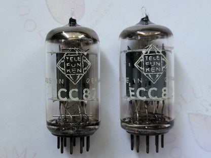 Telefunken ECC82 12AU7 17mm Long Smooth Plates Matched Pair - Berlin 1961 - Same code - NOS