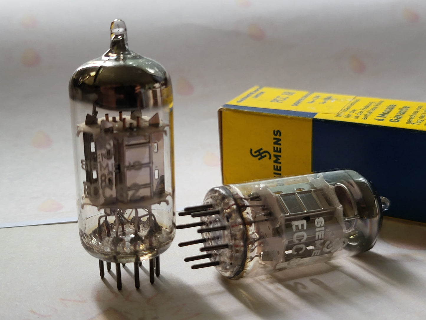 Siemens ECC82 12AU7 SELTENES 14 mm Chromplatten-Paar, passend – München 1962 – NOS