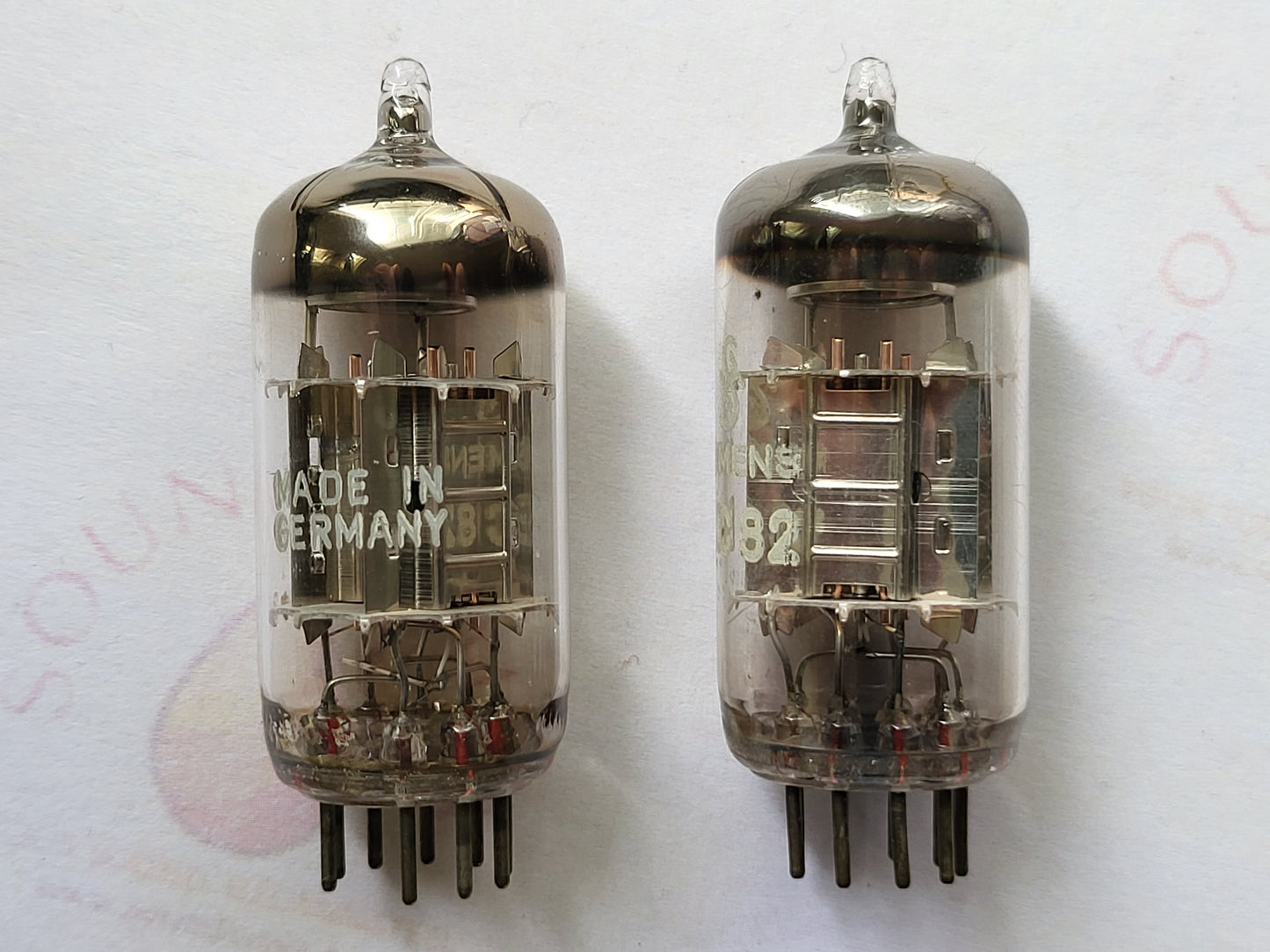 Siemens ECC82 12AU7 SELTENES 14 mm Chromplatten-Paar, passend – München 1962 – NOS