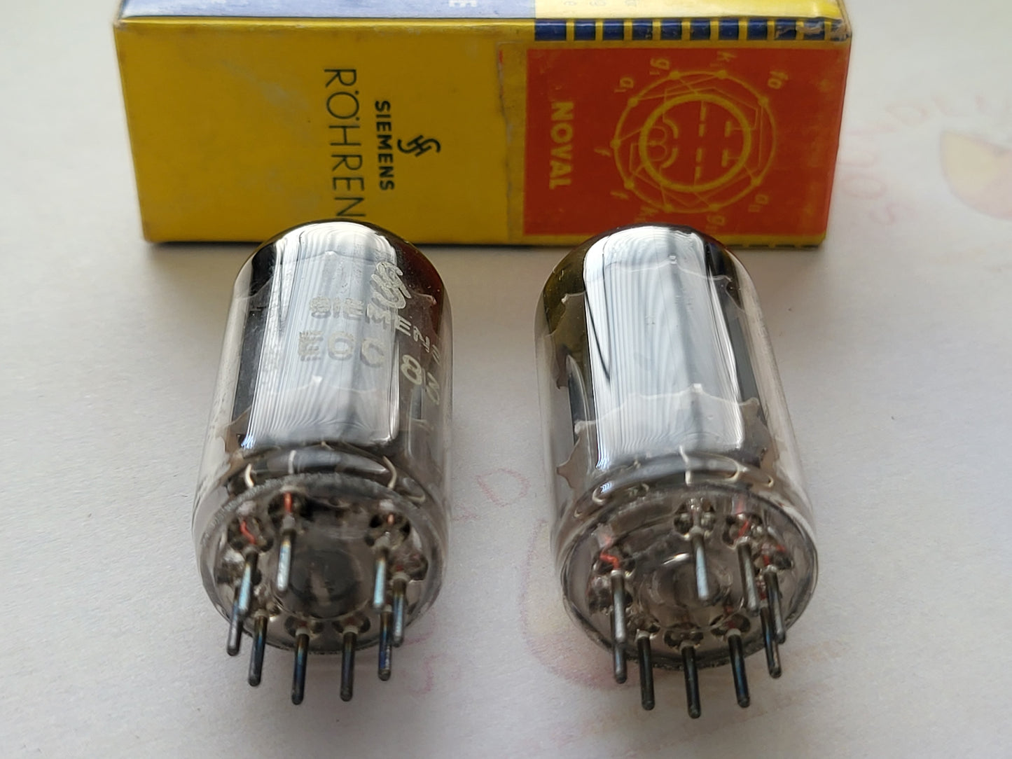 Siemens ECC83 12AX7 17mm Long Plates Matched Pair - mC6 ‡0J  (Munich, 1960) - NOS
