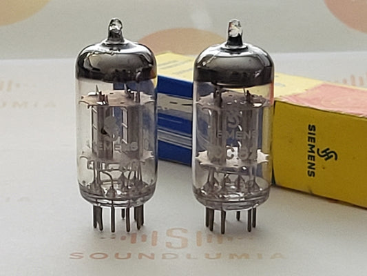 Siemens ECC82 12AU7 Chromplatten passendes Paar - München 1961 Gf0 - Fast NOS