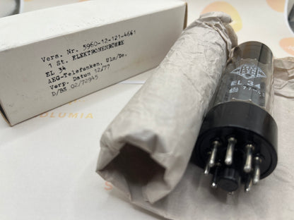 1x Telefunken EL34 O-Getter Original Military Box – BWB Falcon – For Bundeswehr – Ulm 1977 – NIB NOS