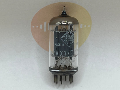 1x Telefunken 12AX7/ECC83 Smooth Plates ◇ Bottom Original Box - Ulm 1970 BWB Falcon - For US Military - NIB NOS