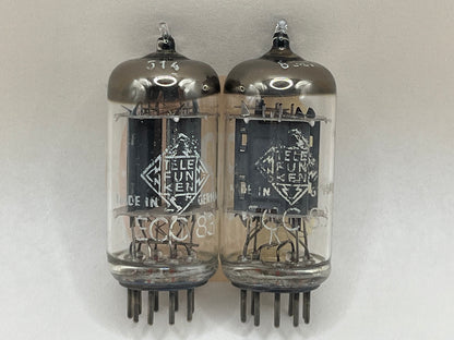 Telefunken ECC83 12AX7 Rippenplatten passendes Paar - Berlin 1959 gleicher Code - NOS 