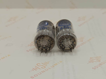 Telefunken 6201 ECC801S Coppia abbinata ◇ Inferiore - Etichetta Valvo blu - Germania Ovest anni '60 - Quasi NOS