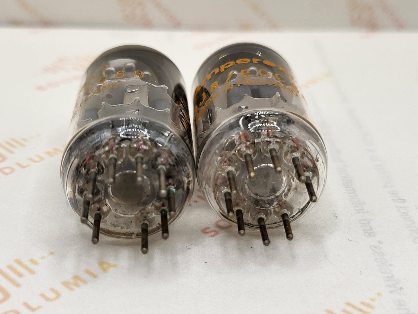Amperex ECC88 6DJ8 PQ Dimple Disc Getter - Heerlen