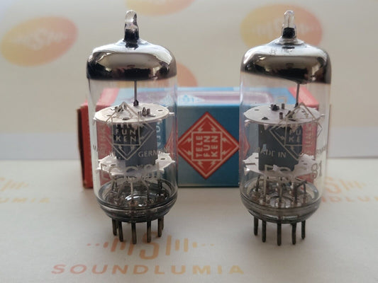 2x Telefunken ECC81 12AT7 w/ Matching Codes - ◇ Bottom - Berlin 1962