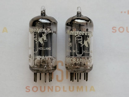Amperex ECC83 Long Plates Foil D Getter Matched Pair - Holland '57 mC5 ⊿7J