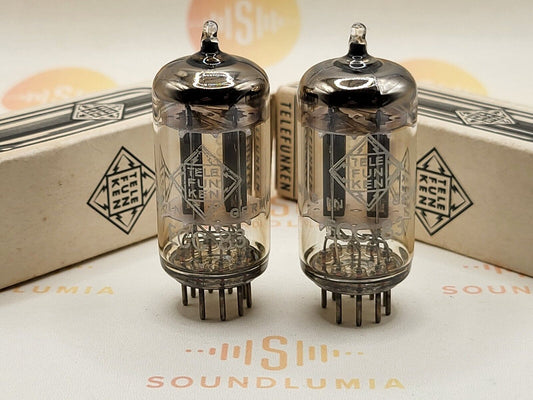 Telefunken ECC83 12AX7 17mm glatte Platten passendes Paar ◇ - Berlin '69 - Stark 