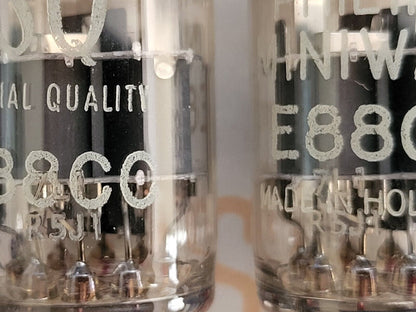 Mullard E88CC 6922 Matched Pair - Philips SQ Label - Mitcham '65 - Same Code