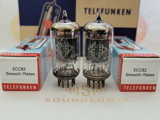 Telefunken ECC82 = 12AU7 lange glatte Platten, passendes Paar ◇ Berlin 1969 - NOS 
