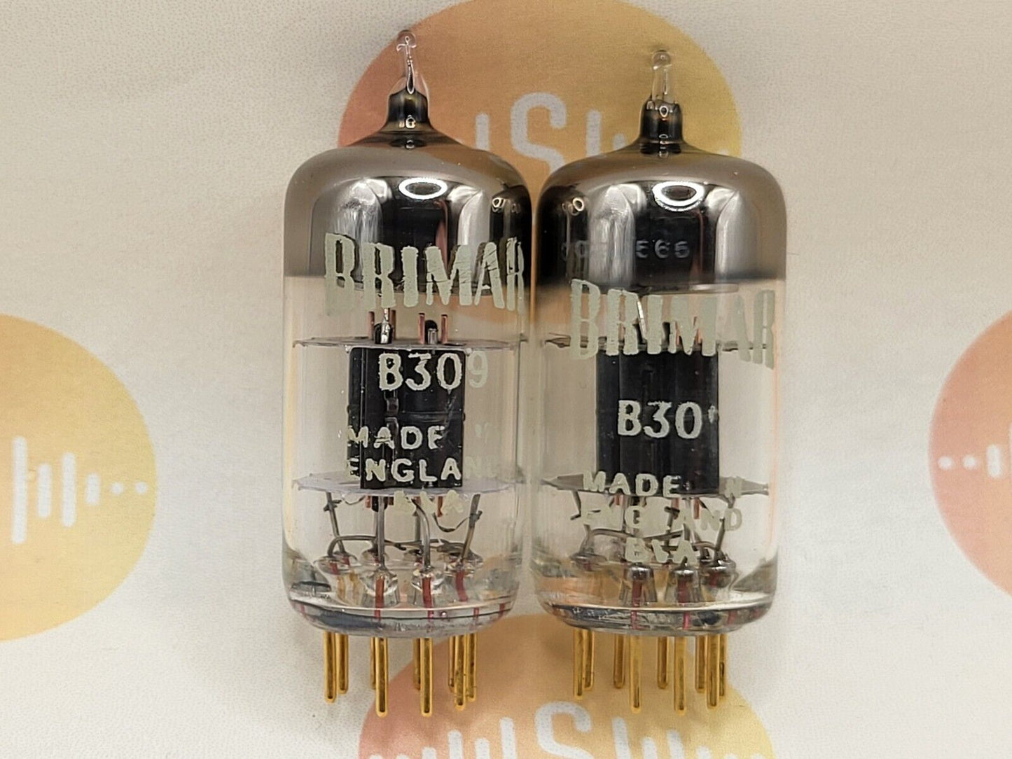 Brimar B309 (ECC81+) Schwarze Platten, passendes Paar mit Goldstiften – 1960/62 – BVA – Stark