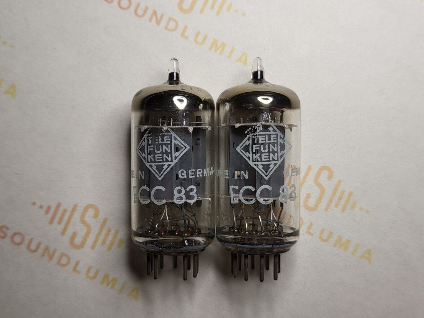 2x Telefunken ECC83 12AX7 - 17mm Smooth Plates Matching Codes ◇ Base- Berlin 1962
