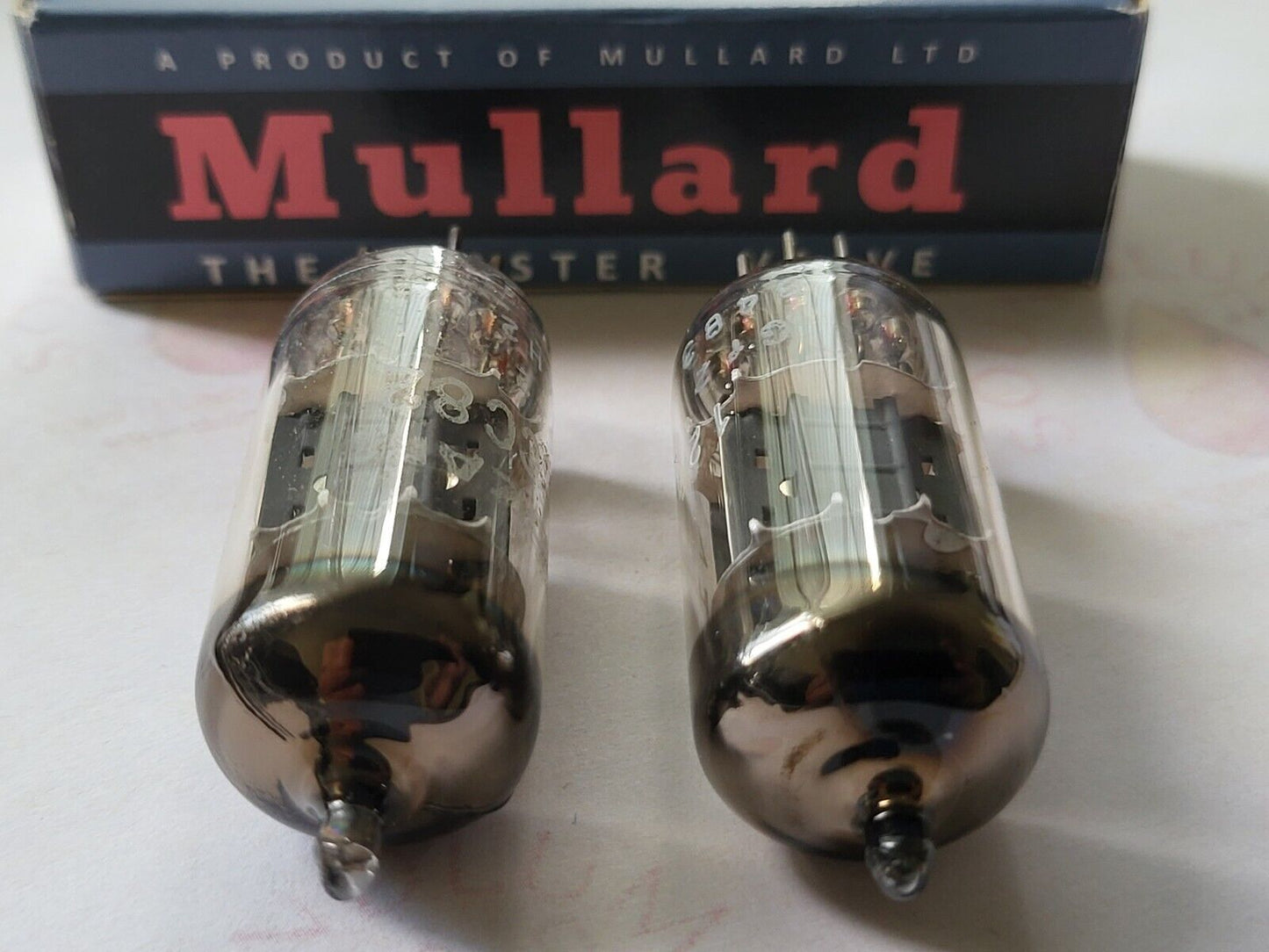 Mullard 12AU7 ECC82 passendes Paar - Philips/Adzam-Etiketten - Blackburn 1964 Gf2
