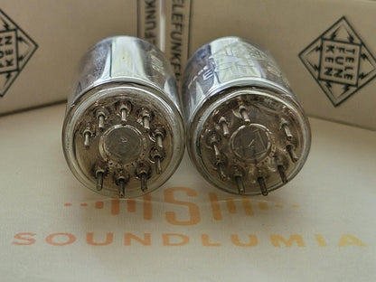 Telefunken ECC83 12AX7 Matched Pair 17mm Ribbed Plates ◇ Base - Berlin 1957