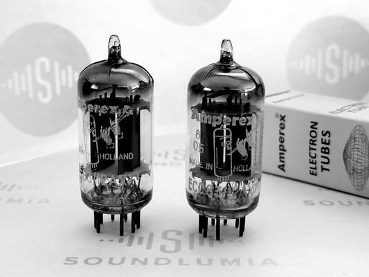 Amperex ECC83 Lange Platten Folie D Getter passendes Paar - Holland '57 mC5 ⊿7J
