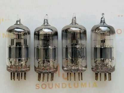 Lorenz PCC88 = 7DJ8 (6DJ8 equiv.) Black Logo Matched Quad  - Germany 1950s - NOS