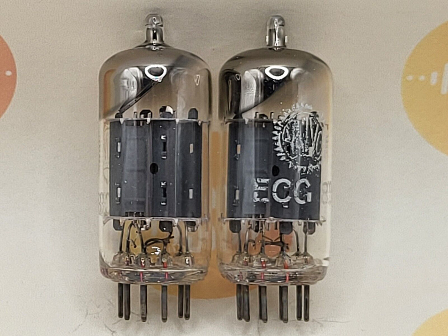 Valvo ECC83 12AX7 Matched Pair 45° Angled Getter - Hamburg 1957 mC1 - Gleicher Code 