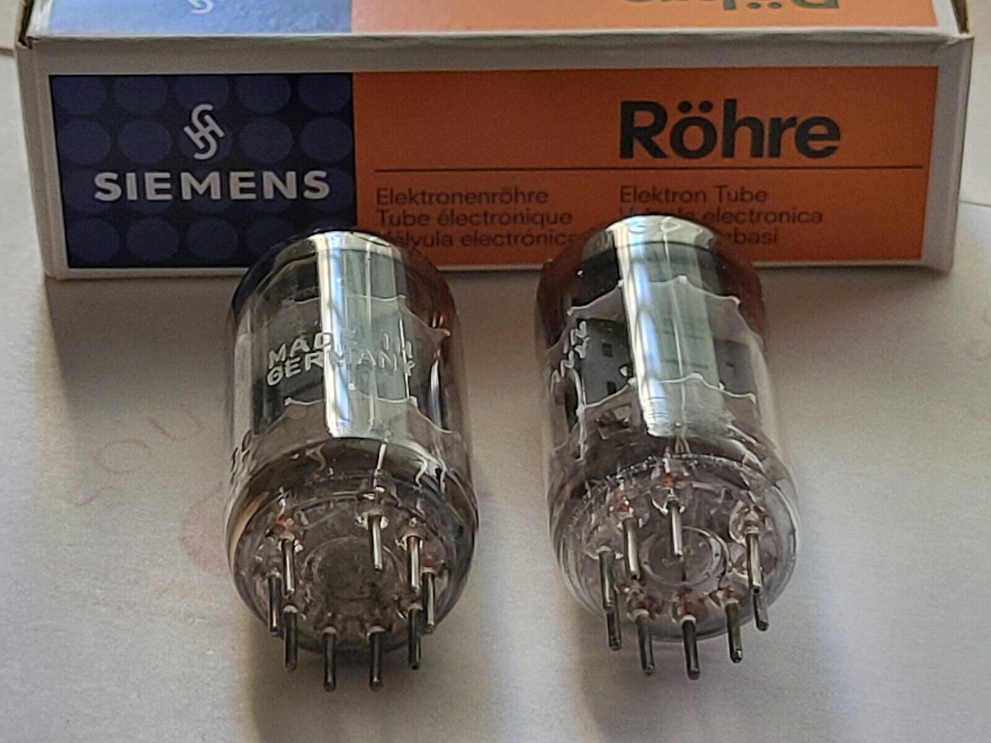 Siemens ECC83 12AX7 Matched Pair - 14mm Short Plates - I63 ‡2K (Munich) - NOS