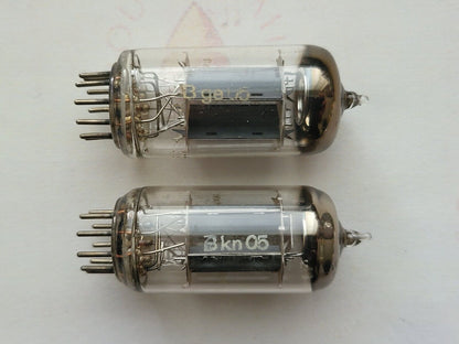 Telefunken ECC82 Matched Pair - 17mm Ribbed Plates ◇ Bottom - Berlin 1956/57 NOS