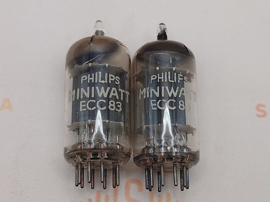 Philips ECC83 / 12AX7 long plates d-foil getter matched pair vintage vacuum tube
