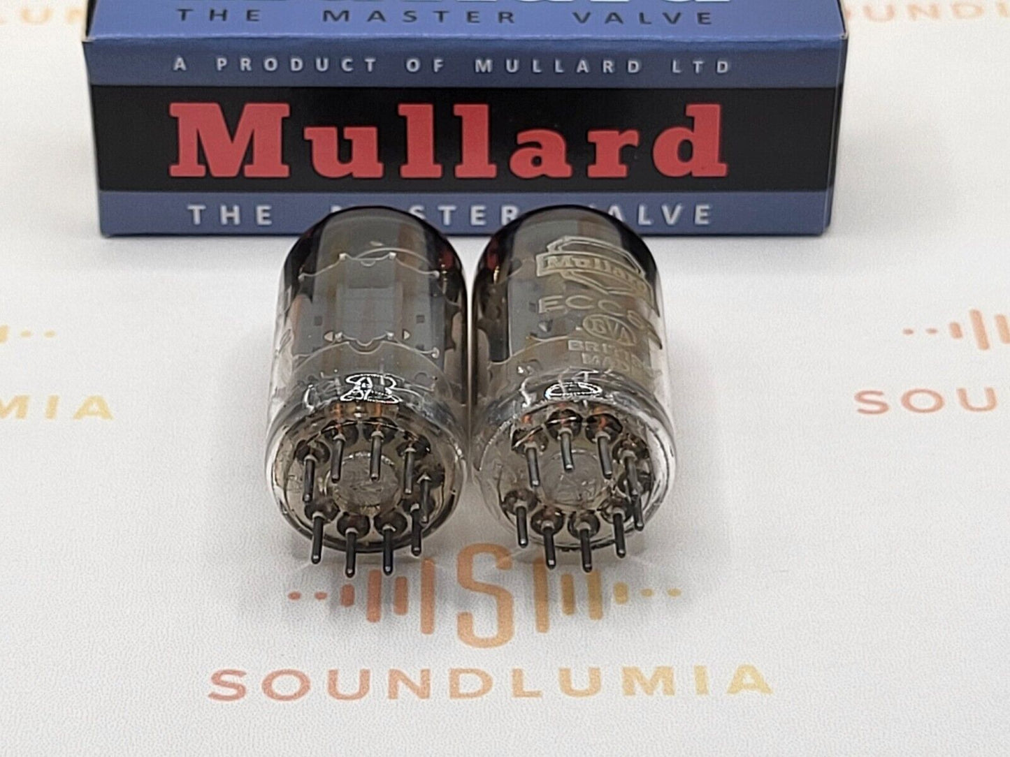 2x Mullard ECC82 12AU7 Kurze Platten Schild Logo BVA - Mitcham '60 Gf0 - Gleicher Code