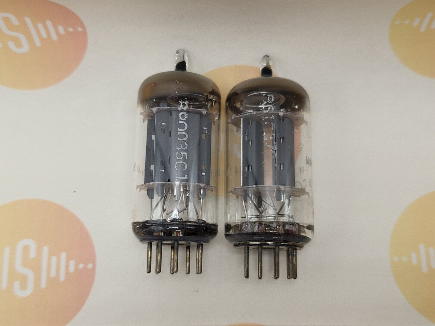 2x Telefunken ECC83 12AX7 17mm lange glatte Platten ◇ Unten - Berlin 1963 -Stark 