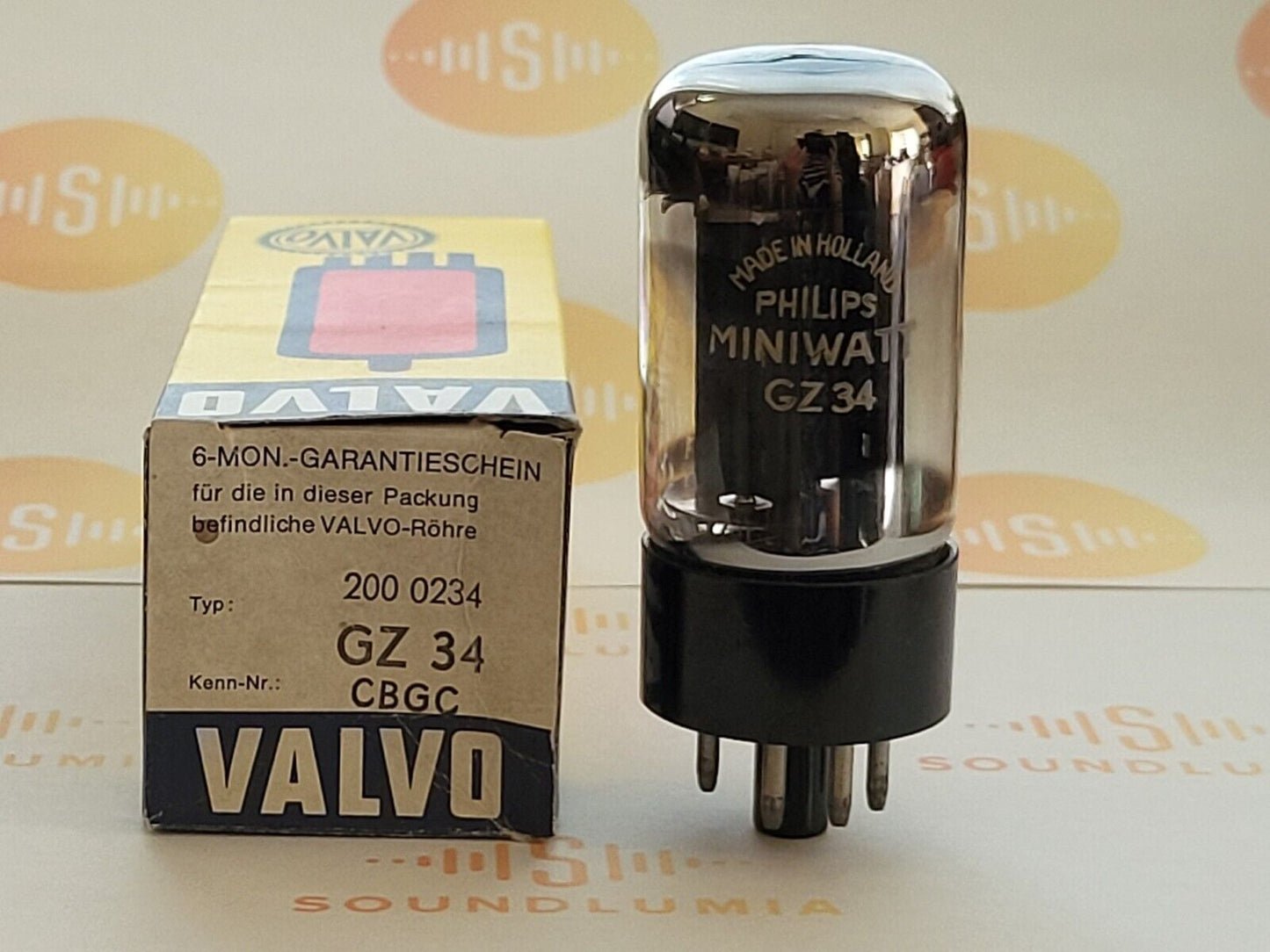 Philips GZ34 5AR4 DD Getter Original Valvo Box - Eindhoven, NL '57 f30 - Neu in OVP
