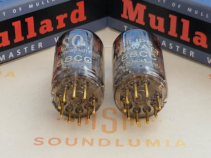 Mullard E88CC 6922 Matched Pair - Philips SQ Label - Mitcham '65 - Same Code