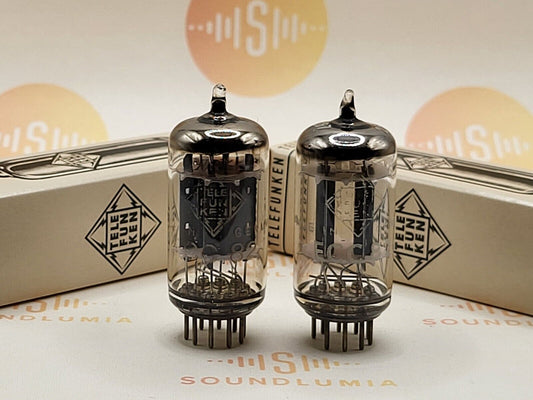 Telefunken ECC82 Matched Pair Smooth Plates ◇ Base - Berlin 1960/61 - Fast NOS 