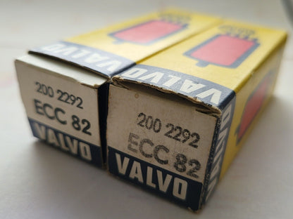 Valvo ECC82 12AU7 Matched Pair 30° Getter Long Plates - Hamburg 1957/58 K62 -NOS
