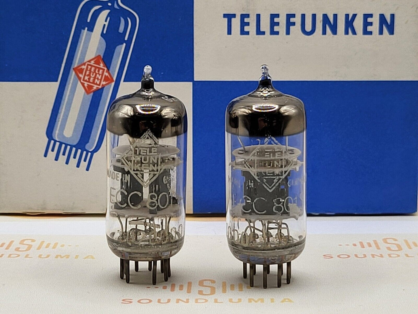 2x Telefunken ECC801S = 6201 = E81CC (ECC81+)  ◇ Bottom - Ulm 1958 - Same Code