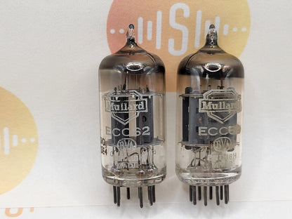 2x Mullard ECC82 12AU7 Kurze Platten Schild Logo BVA - Mitcham '60 Gf0 - Gleicher Code