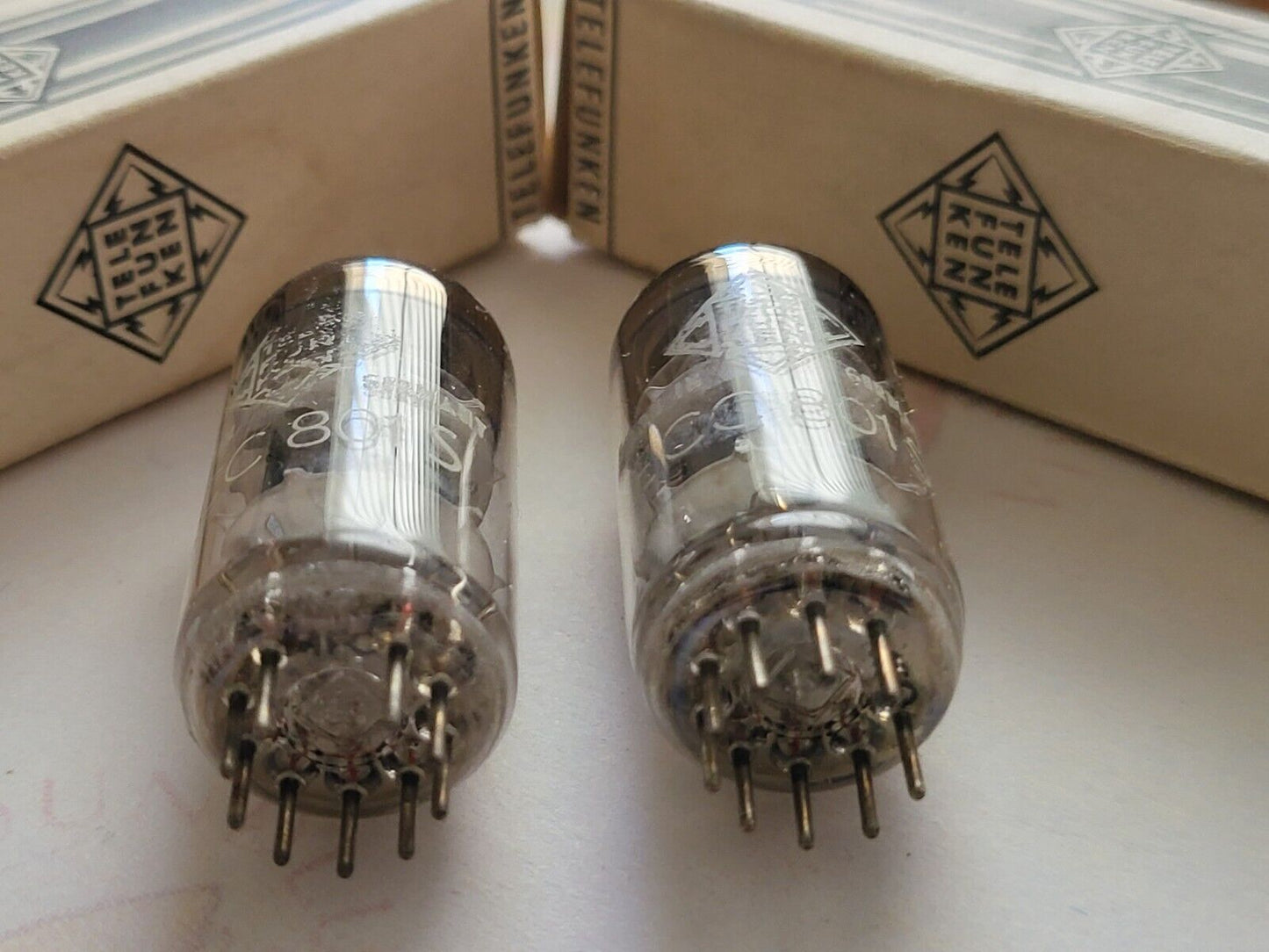 Telefunken ECC801S ECC81 Matched Pair Orig. Boxen ◇ Unten - Ulm 1960 