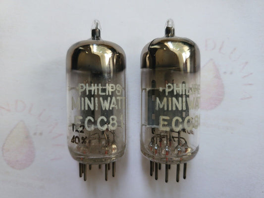 Philips ECC81 12AT7  Foil D-getter Matched Pair - Holland 1960 TK2 - Same code