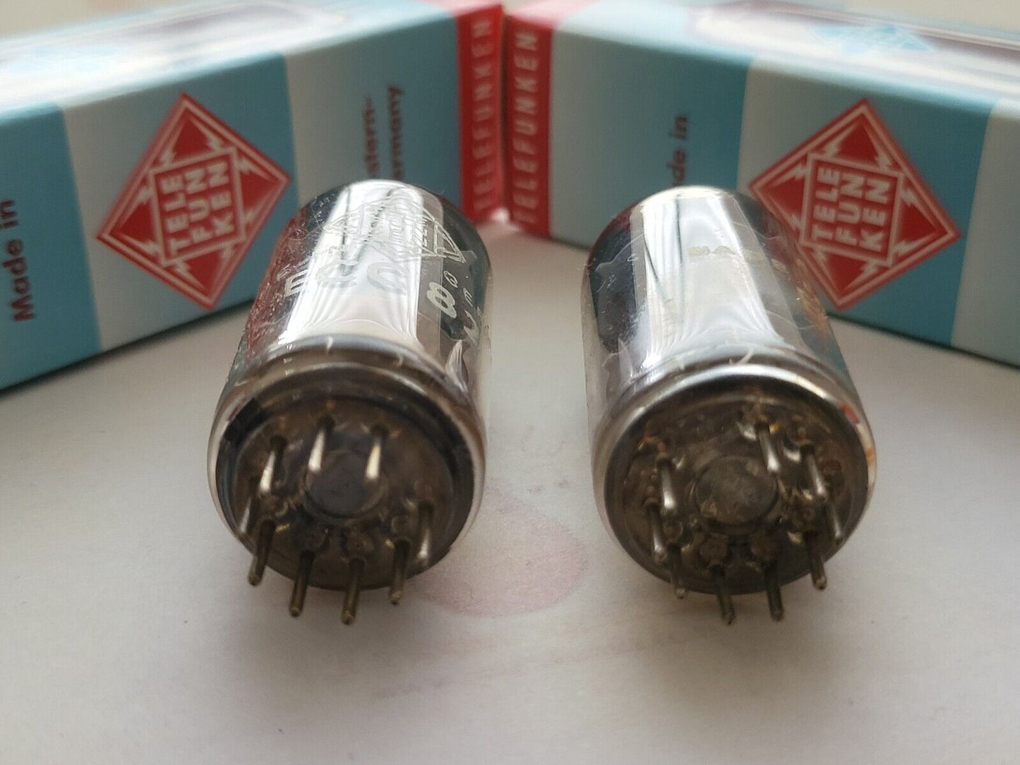 Telefunken ECC82 Matched Pair - 17mm Smooth Plates ◇ Bottom - Berlin 1961/62