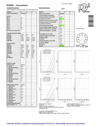 1x Telefunken EF804S Labormuster (Lab Prototypen) - ◇ Unten - Stark