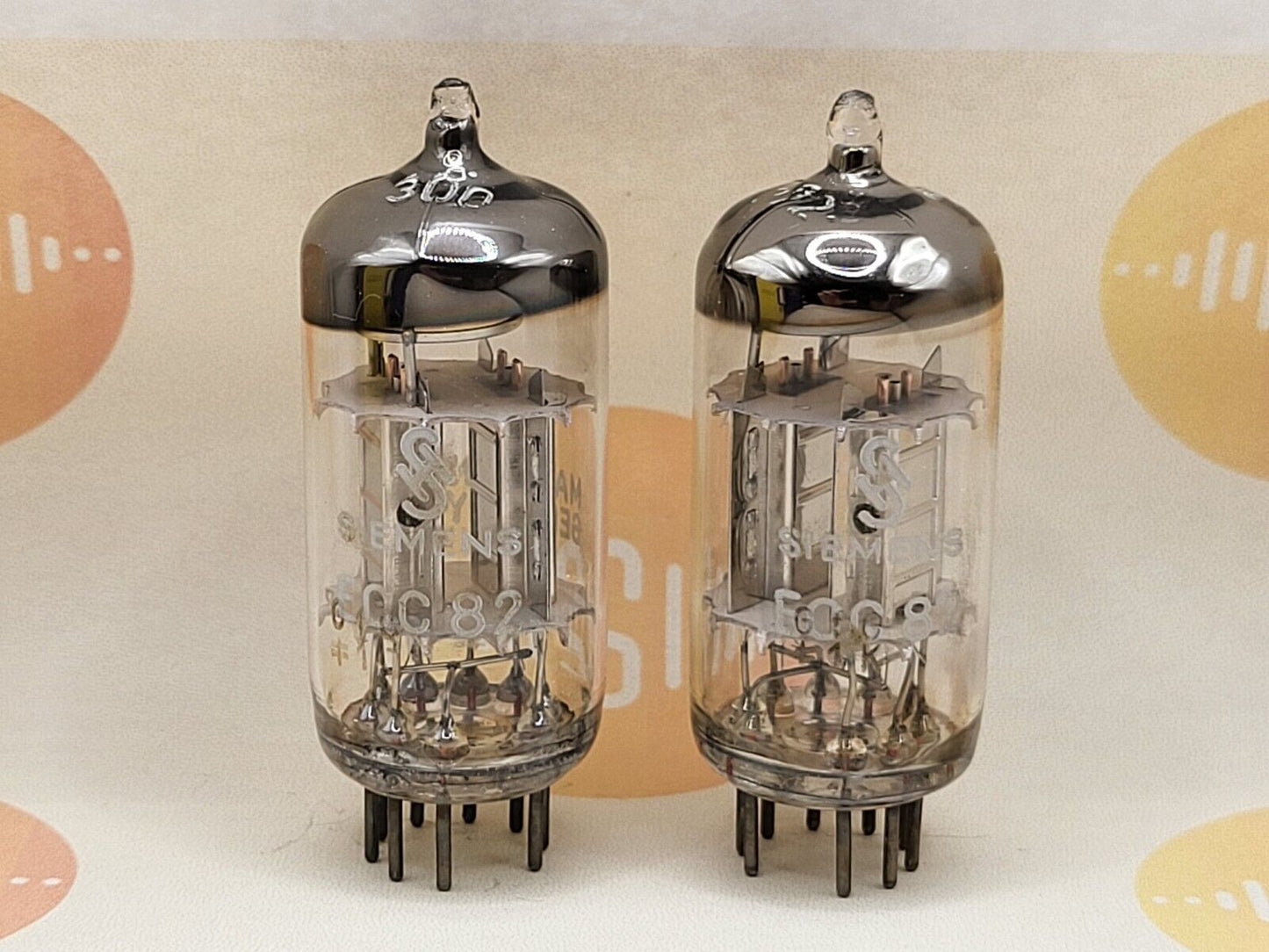 Siemens ECC82 12AU7 Chromplatten passendes Paar - München 1961 Gf0 - Fast NOS