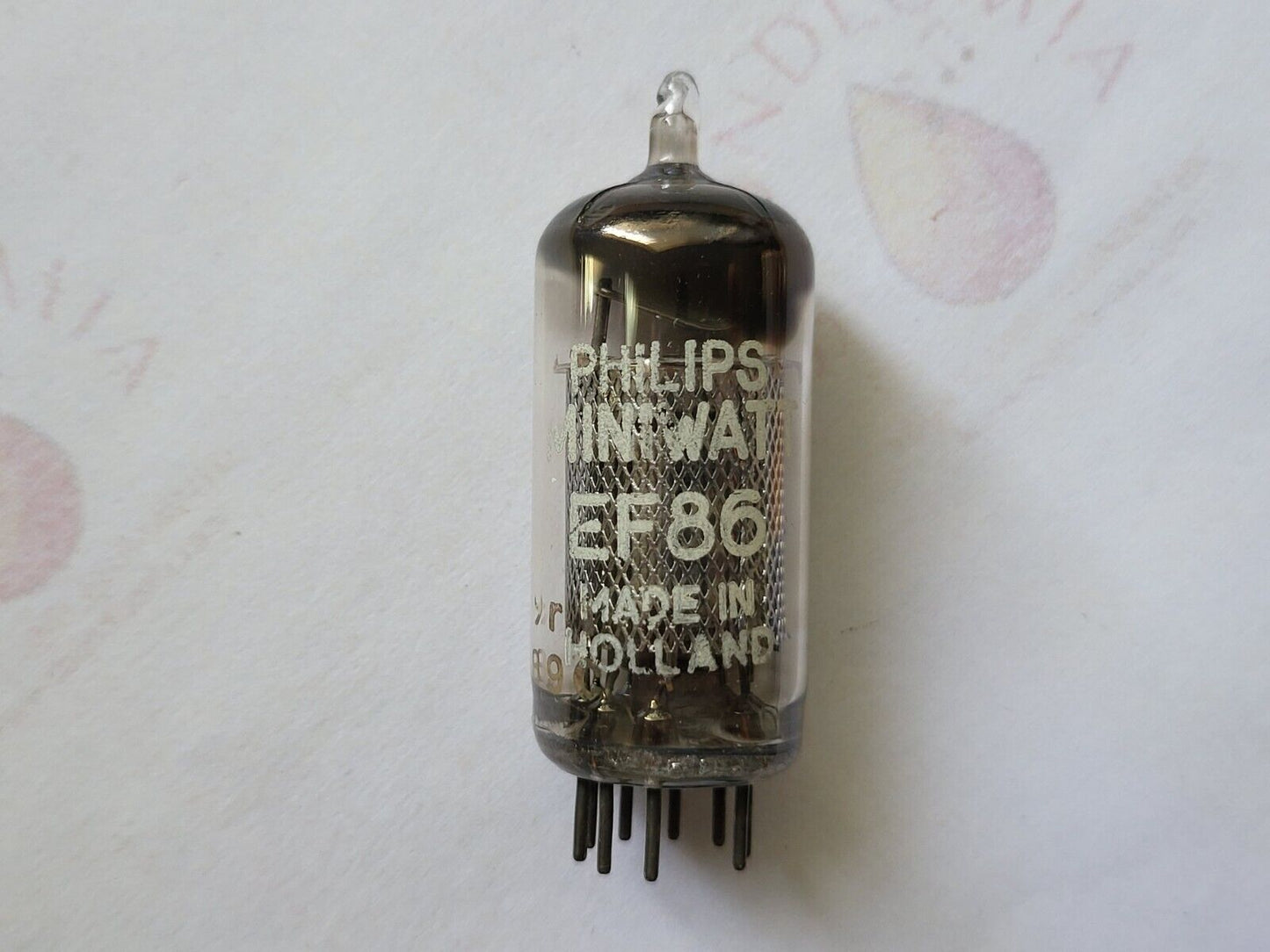 1x Mullard EF86 Lange Maschenplatten 15° Quadrat D Getter Philips Label Blackburn '59