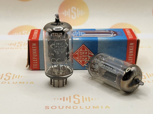 Telefunken ECC82 Matched Pair 17mm Smooth Plates ◇ Unten - Berlin 1962 - NOS