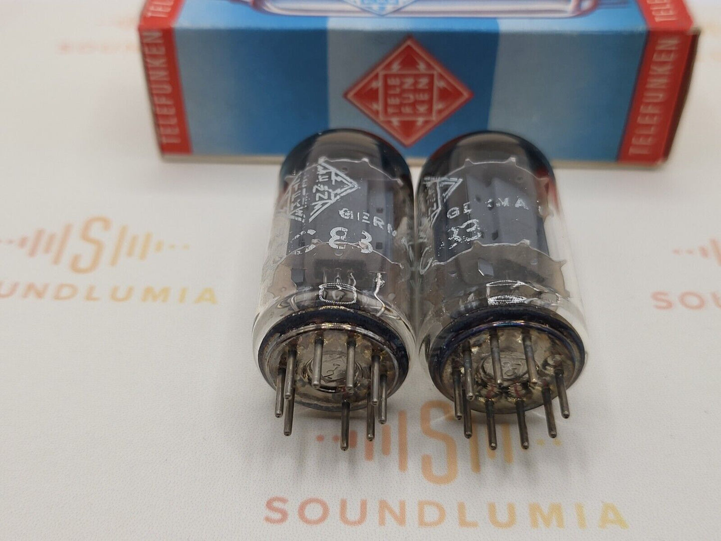 2x Telefunken ECC83 12AX7 17mm lange glatte Platten ◇ Unten - Berlin 1963 -Stark 