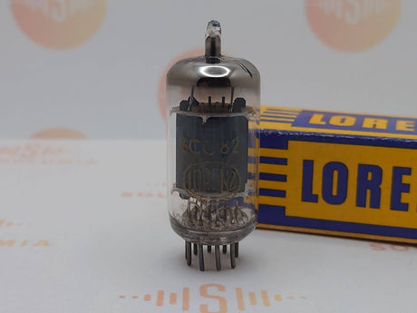 Siemens ECC82 12AU7 vacuum tube with Long Plates and Lorenz Label, image 1