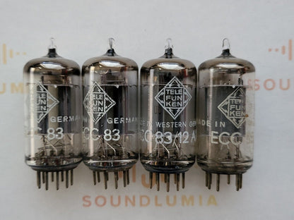 Telefunken ECC83 Lange glatte Platten, Matched Quad ◇ Base - Berlin '62/'64 - NOS 