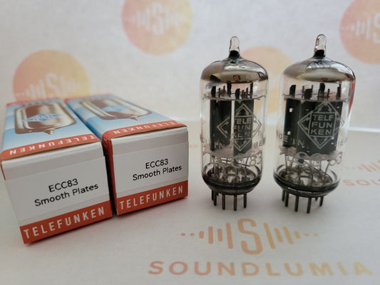 Telefunken ECC83 Glatte Platten passendes Paar ◇ Unten - Berlin 1965 - Gleicher Code 